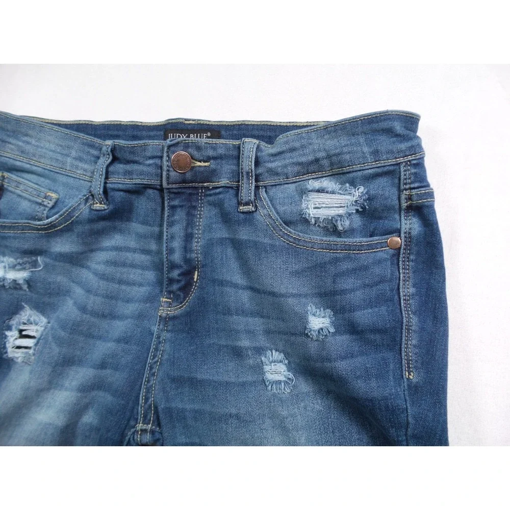Judy Blue‎ Jeans Womens Size 11/30 Blue Denim Janette Camo Patch Skinny Fit